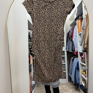 Old Navy Tan Leopard Print Midi Maternity Dress